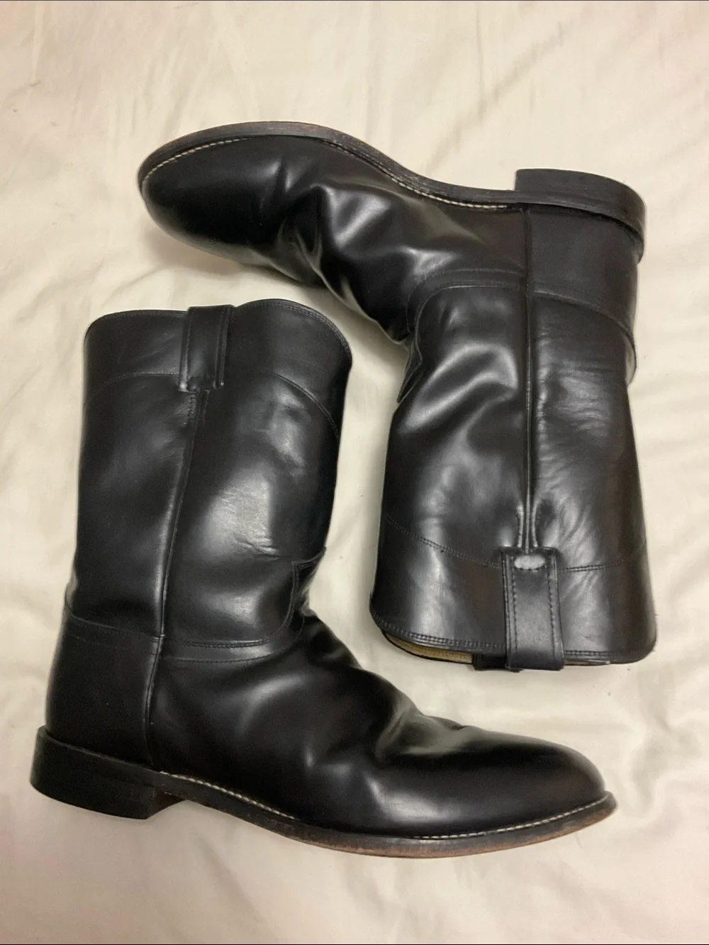 Justin Roper 3133 Boots Black Leather Western Boots 12 E3 Men’s